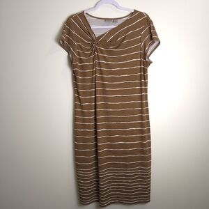 Easywear by Chico's Brown White Comfy Chic Jersey Dress 2 / L